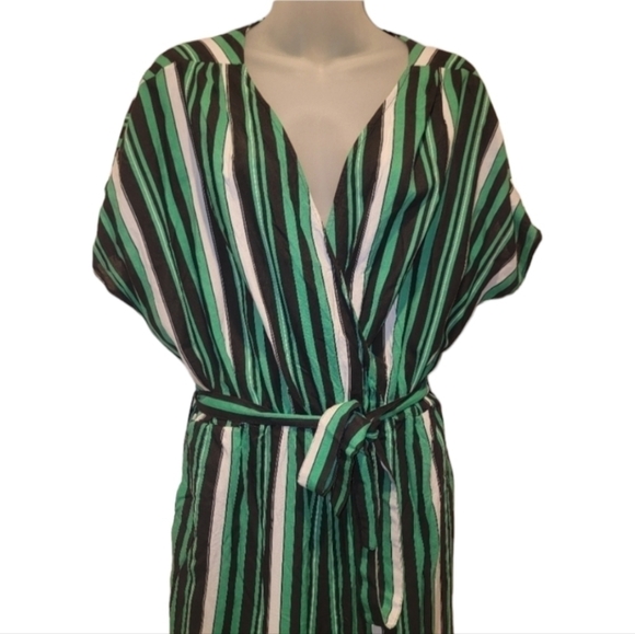 FASHION TO FIGURE; Women's Striped Wide Sleeve Jumpsuit, Sz 1X - Picture 1 of 6